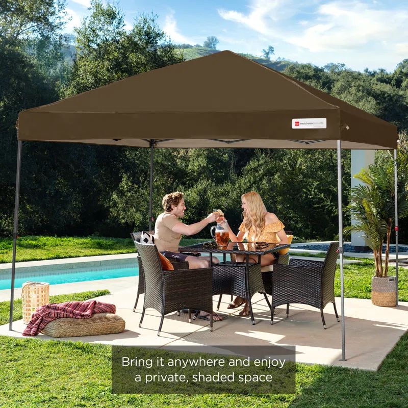 Brown 10ft x 10ft Easy Setup Pop Up Canopy Tent