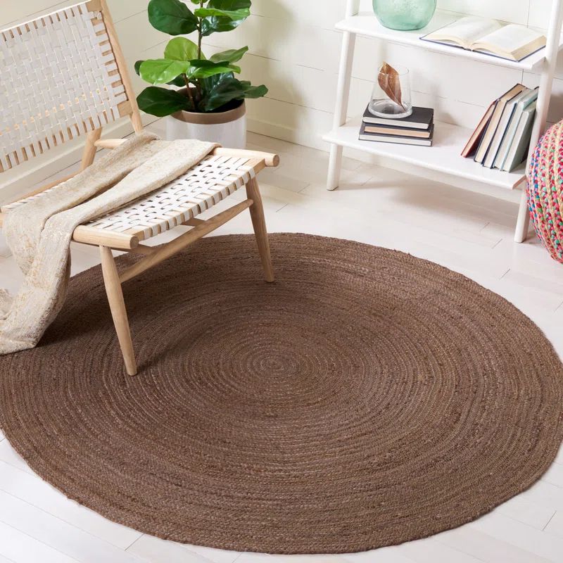 Eco-Friendly Handwoven Jute Round Rug - 4' Diameter, Natural Color
