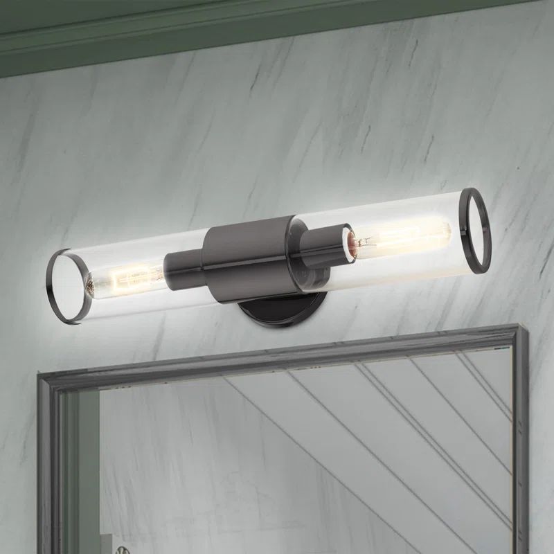 Bancroft Black Chrome 2-Light ADA Vanity with Clear Glass