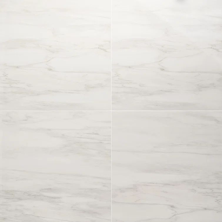 Large Format White Polished Marble Look Porcelain Tile