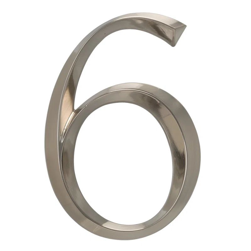 Polished Nickel Metal 6 Inch House Number