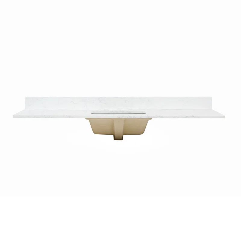 Ceres 61" White Engineered Stone Vanity Top with Sink