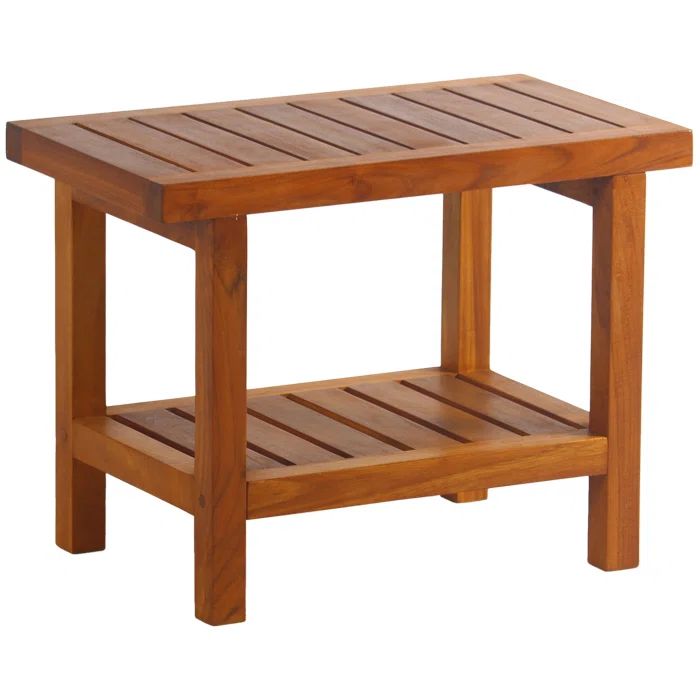 Eco-Friendly Teak Wood Spa Shower Bench with Shelf