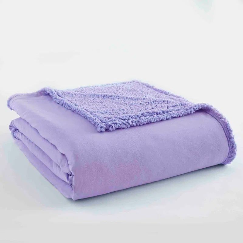 Full Lavender Reversible Fleece Sherpa Blanket
