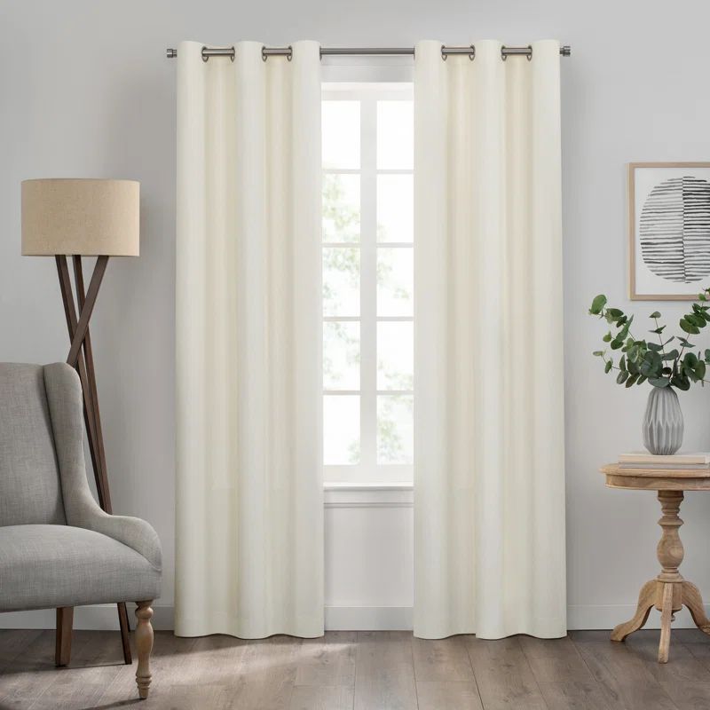 Ivory Blackout Polyester Grommet Window Curtain Panel, 42 x 84