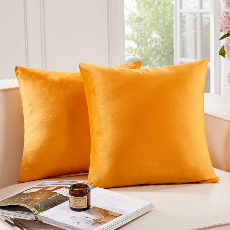 Golden Yellow Velvet 20x20 Pillow Covers Set