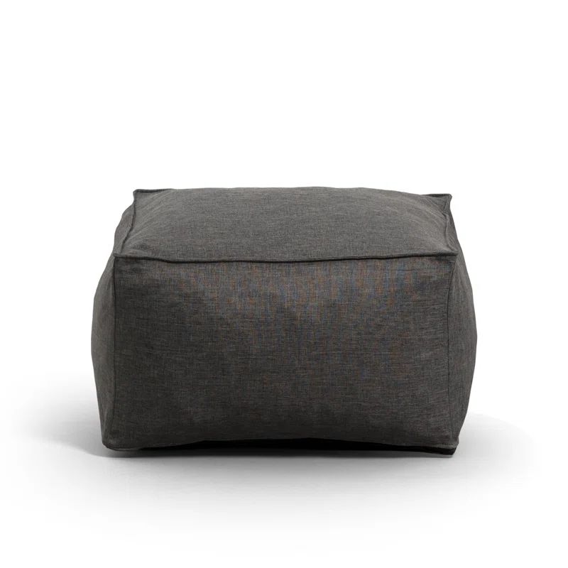 Gray Polyester Foam Filled Ottoman Pouf
