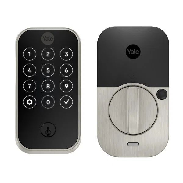 Satin Nickel Electronic Keypad Deadbolt with Bluetooth and Wi-Fi