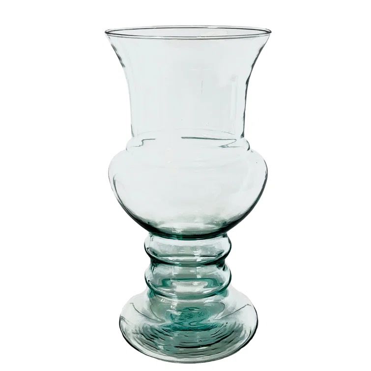 Clear Glass Table Vase with Elegant Curves, 13" Height