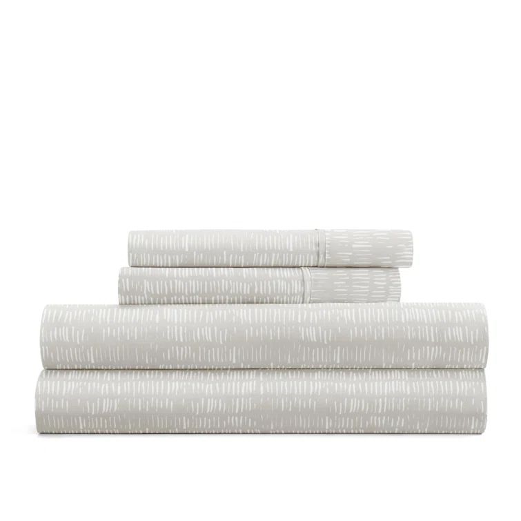 California King Light Grey Striped Microfiber Sheet Set