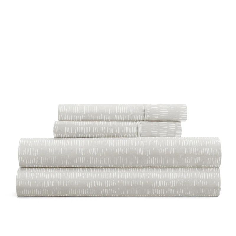 California King Light Grey Striped Microfiber Sheet Set