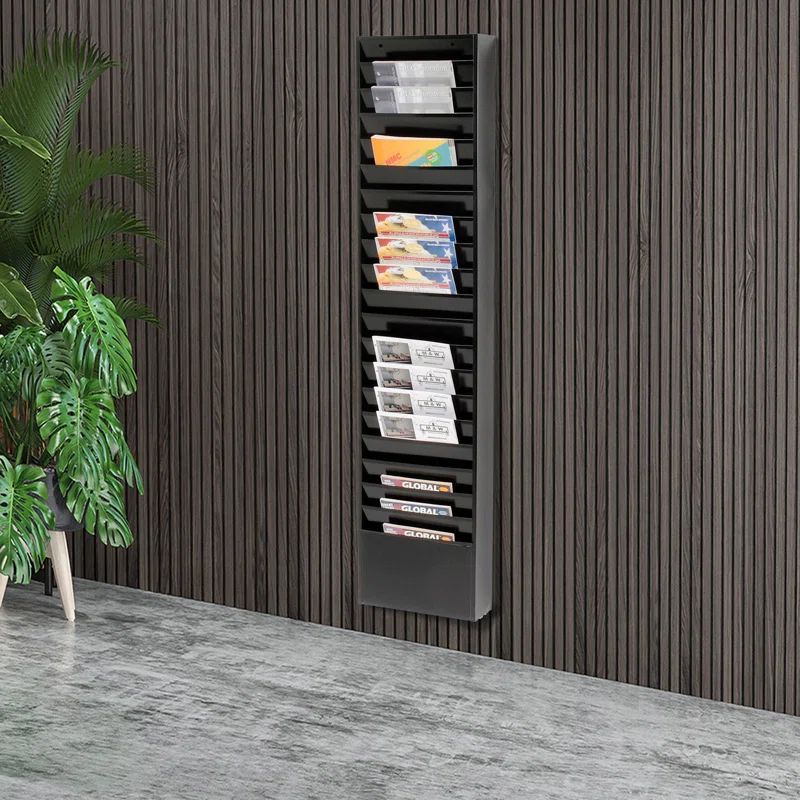 Black Steel Wall Mounted 20-Pocket File Holder