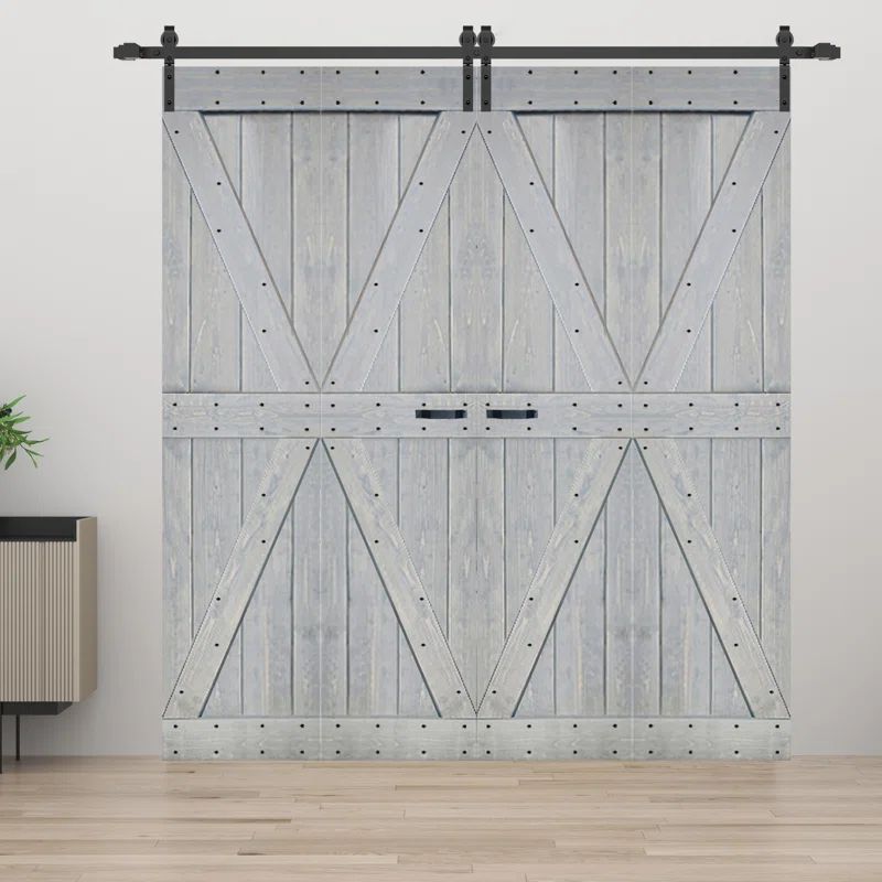 French Gray 60" x 84" Solid Spruce Bi-Fold Barn Door