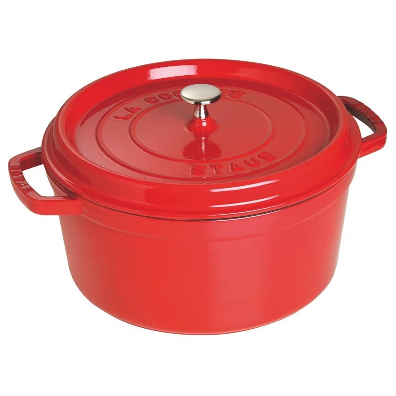 Cherry Red Enameled Cast Iron 5.5-qt Round Dutch Oven
