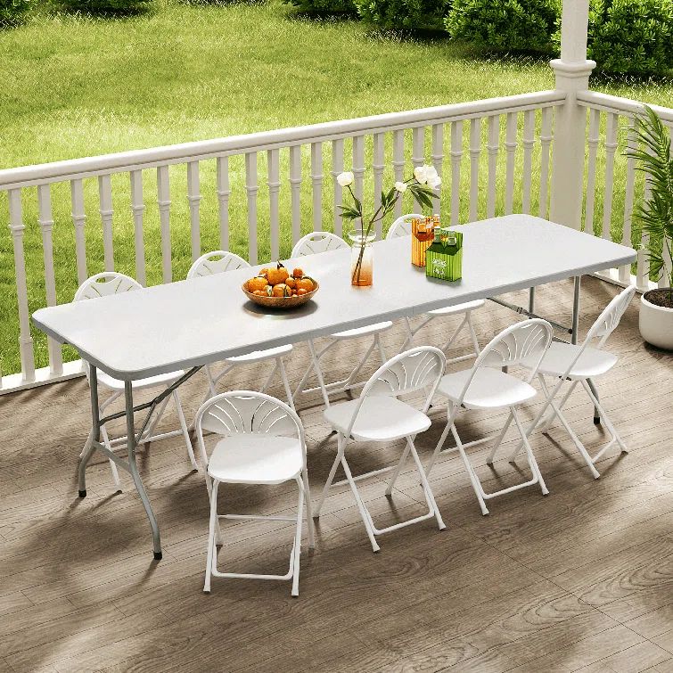 Gray Heavy Duty 8ft Folding Plastic Table with Steel Legs