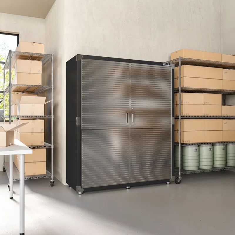 Graphite Steel Lockable Storage Cabinet with Adjustable Shelving