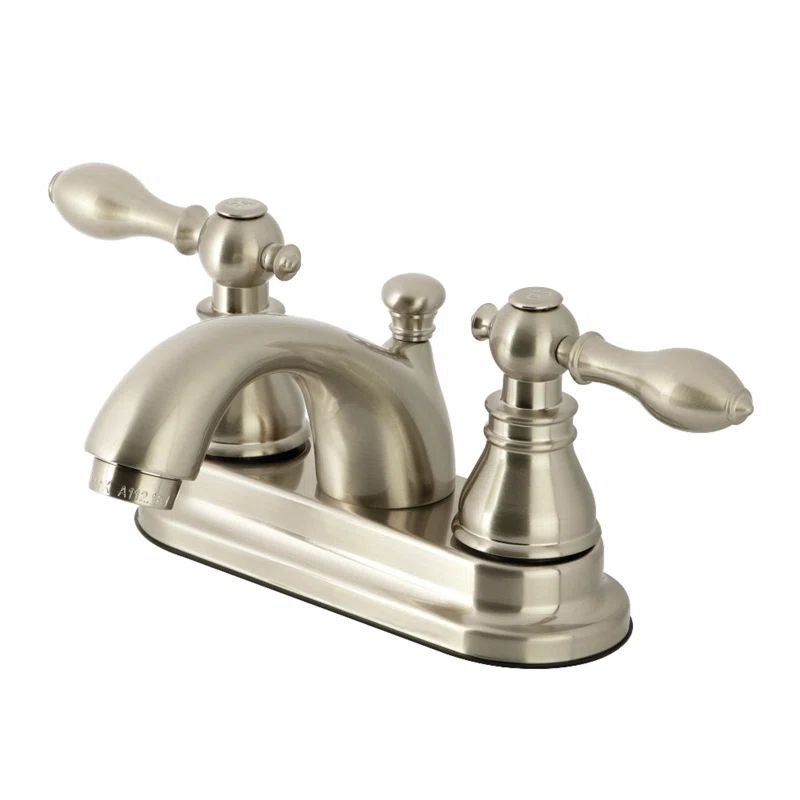 Victorian Era Inspired 4" Centerset Brushed Nickel Bathroom Faucet
