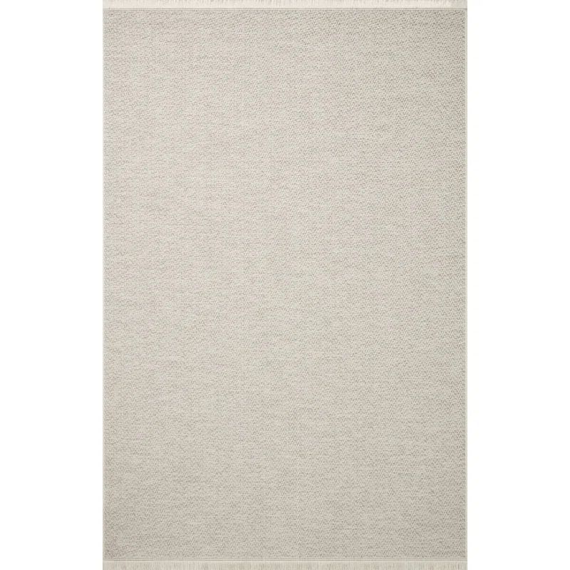 Ivory and Dove Geometric Stain-Resistant Indoor/Outdoor Rug