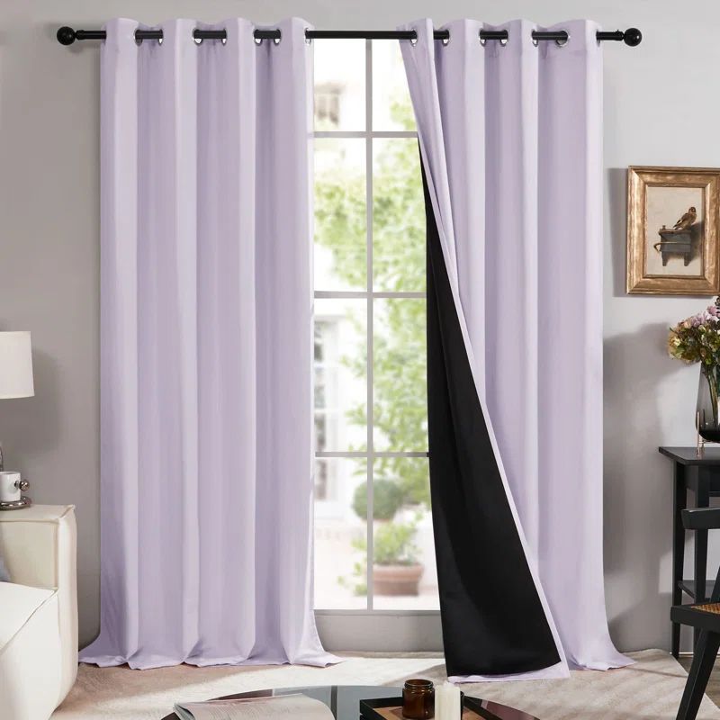 Lavender Faux Silk Blackout Grommet Curtain Panels, 52" x 45"