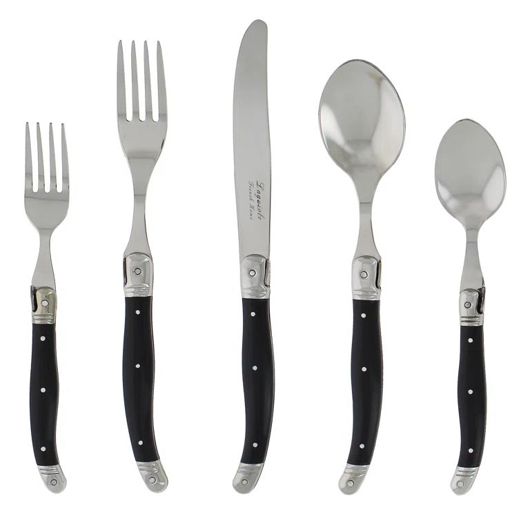 Elegant Black Stainless Steel Flatware Set for 4
