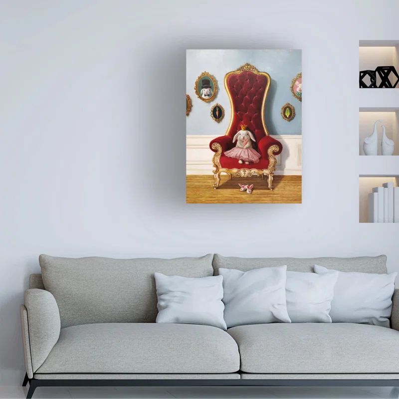 Lucia Heffernan Little Princess Rabbit Canvas Art in Red and Gold