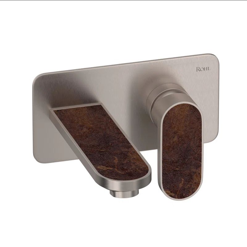 Miscelo 7'' Black and Satin Nickel Transitional Wall Mounted Faucet