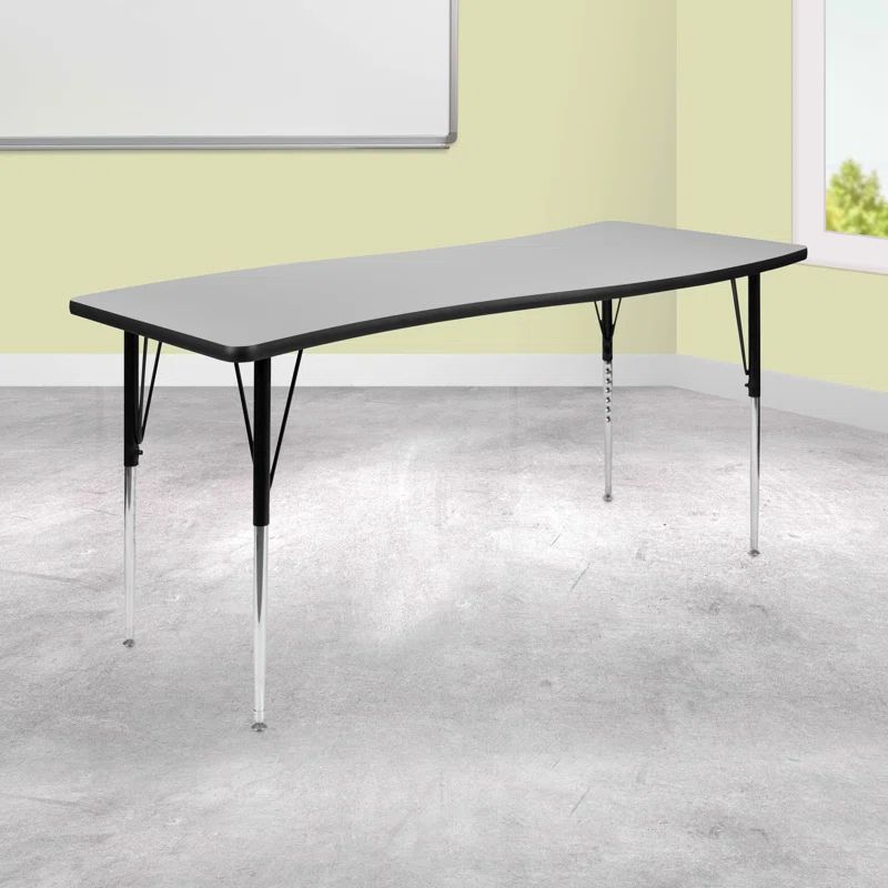 Gray Adjustable Height Rectangular Wave Activity Table