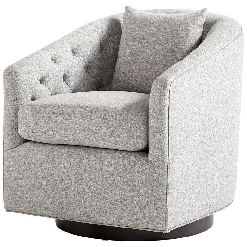 Contemporary Swivel Accent Chair in Sophisticated Gray with Wood Base