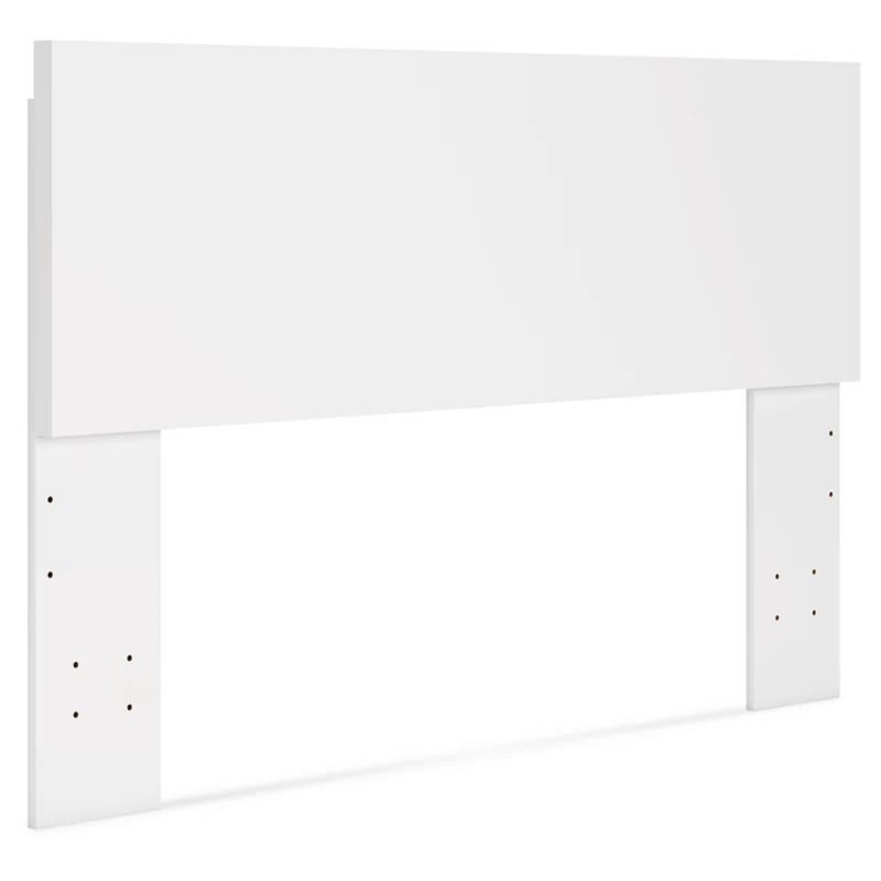 White Contemporary Queen Wood Panel Bed