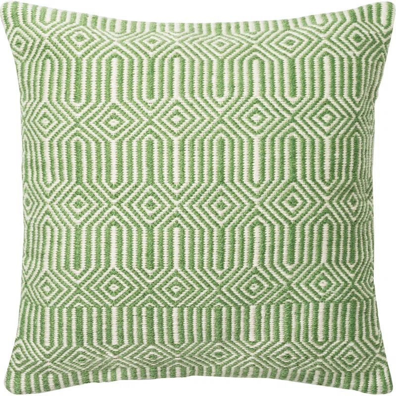 Avneet Embroidered Green and Ivory Cotton Pillow Cover Set 22"x22"