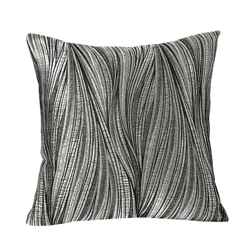 Silver Polyester Jacquard Square Throw Pillow Cover with Invisible Zipper