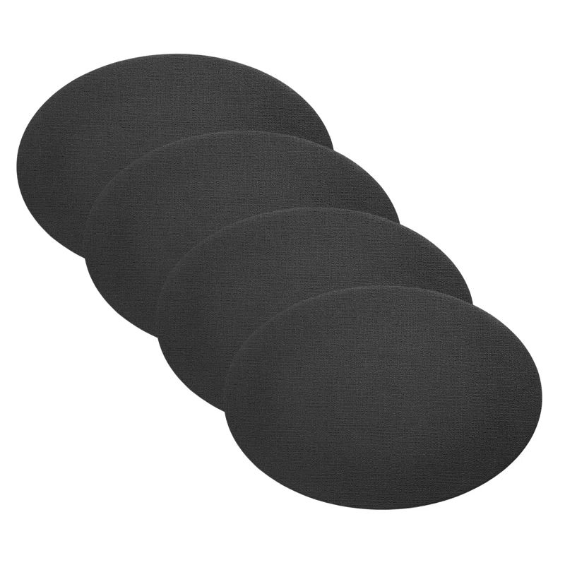 Black Faux Leather Oval Reversible Placemats, Set of 4
