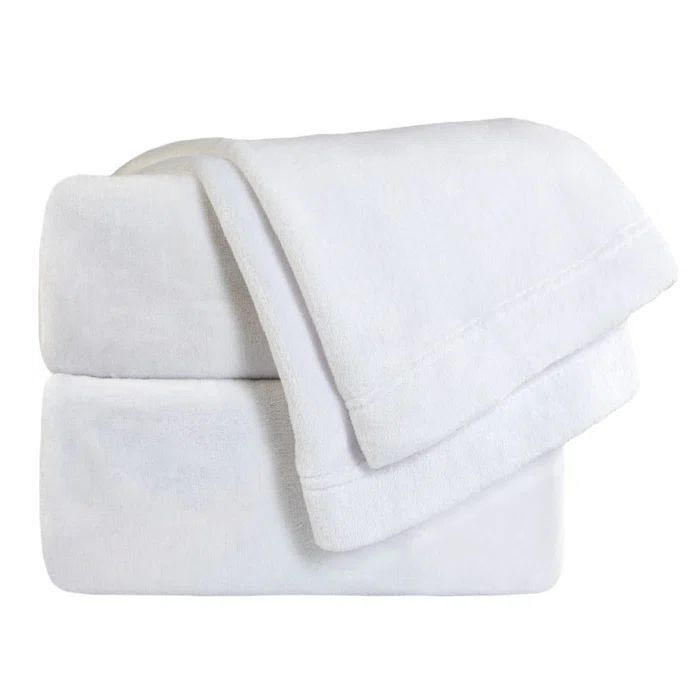 California King White Flannel Polyester Sheet Set