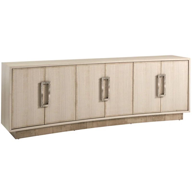Donovan 100" Dove Gray Eucalyptus Veneer Media Console with Cabinet