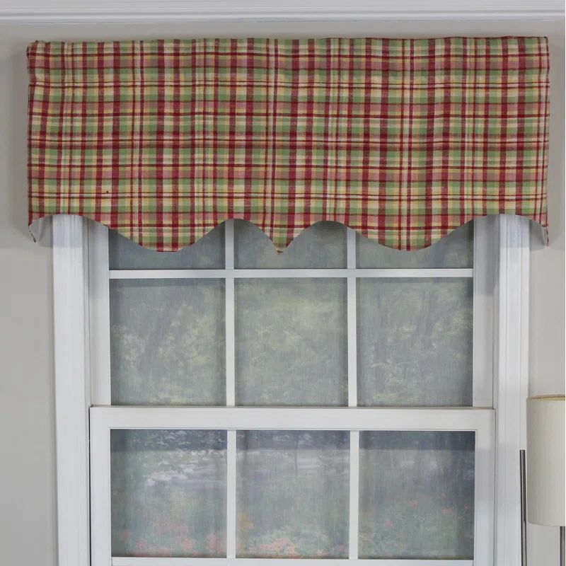Plaid Multi-Color Cotton Scalloped Window Valance 50" x 17"