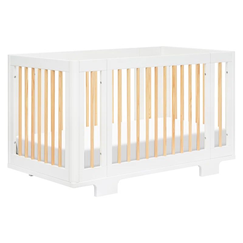 Yuzu White and Natural 8-in-1 Convertible Crib with All-Stages Conversion Kits
