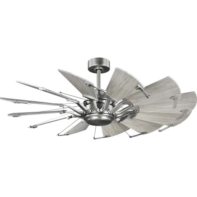 52-Inch Antique Nickel Farmhouse Windmill Ceiling Fan with Remote