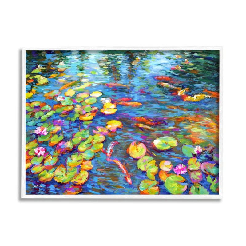 Vibrant Koi Fish and Water Lilies Landscape Canvas Print, 20 x 16