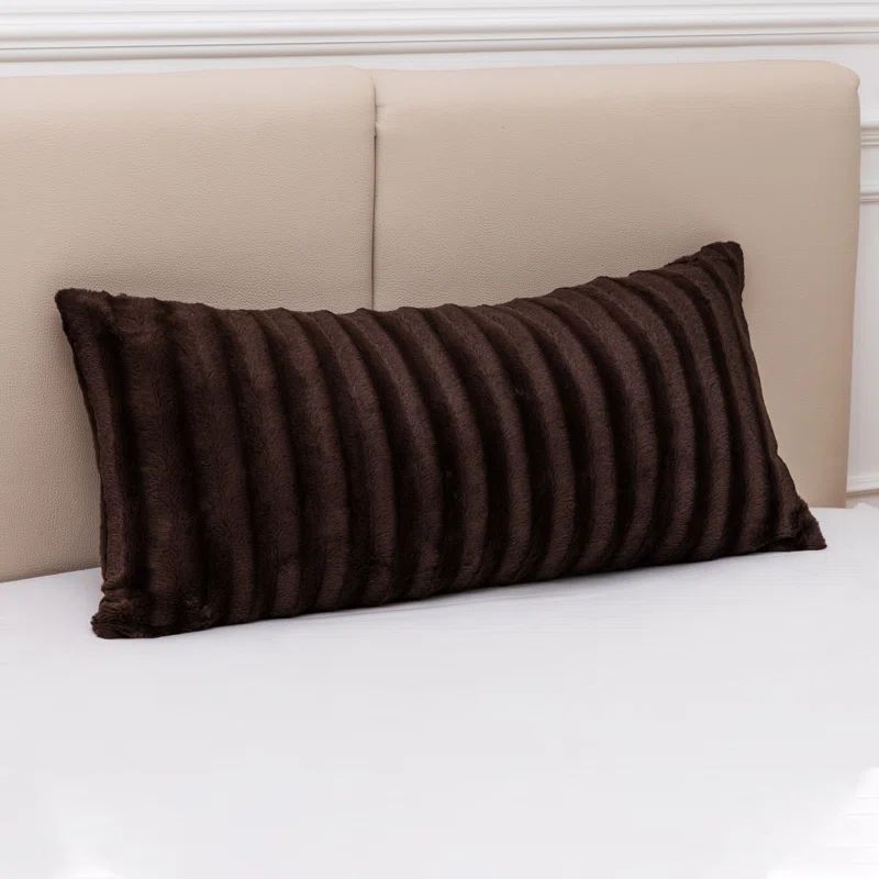 Chocolate Brown Faux Fur Rectangular Body Pillow