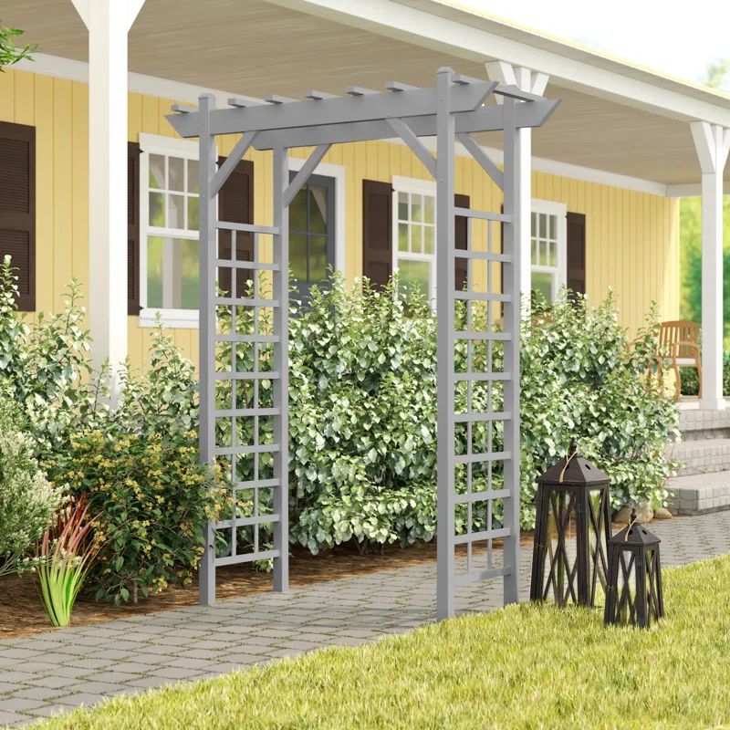 Mocha Vinyl Pergola-Style Garden Arbor with Lattice Sides