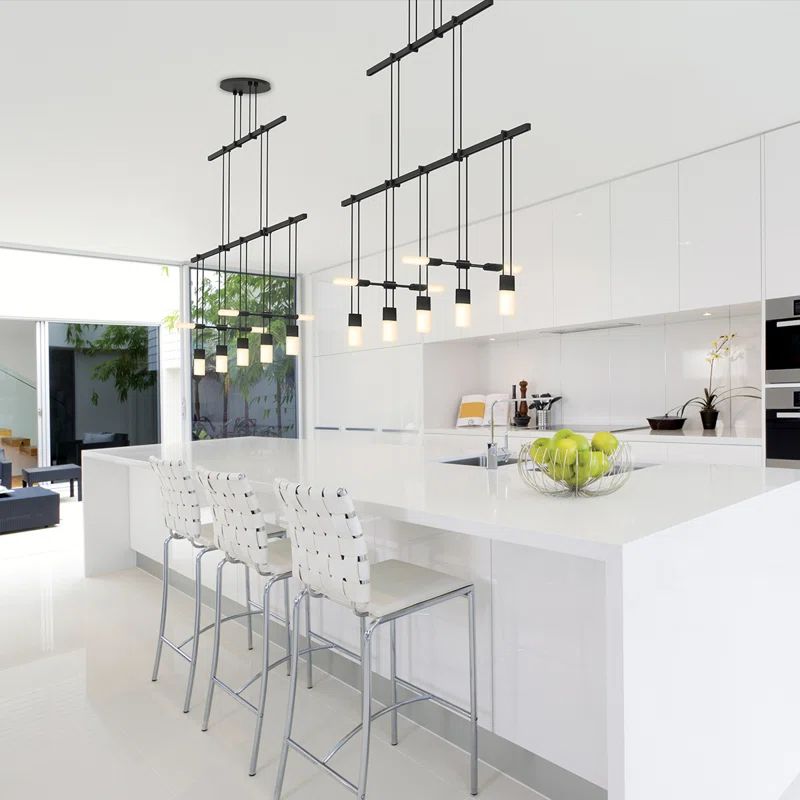 Suspenders 27" Satin Black Glass LED Island Pendant