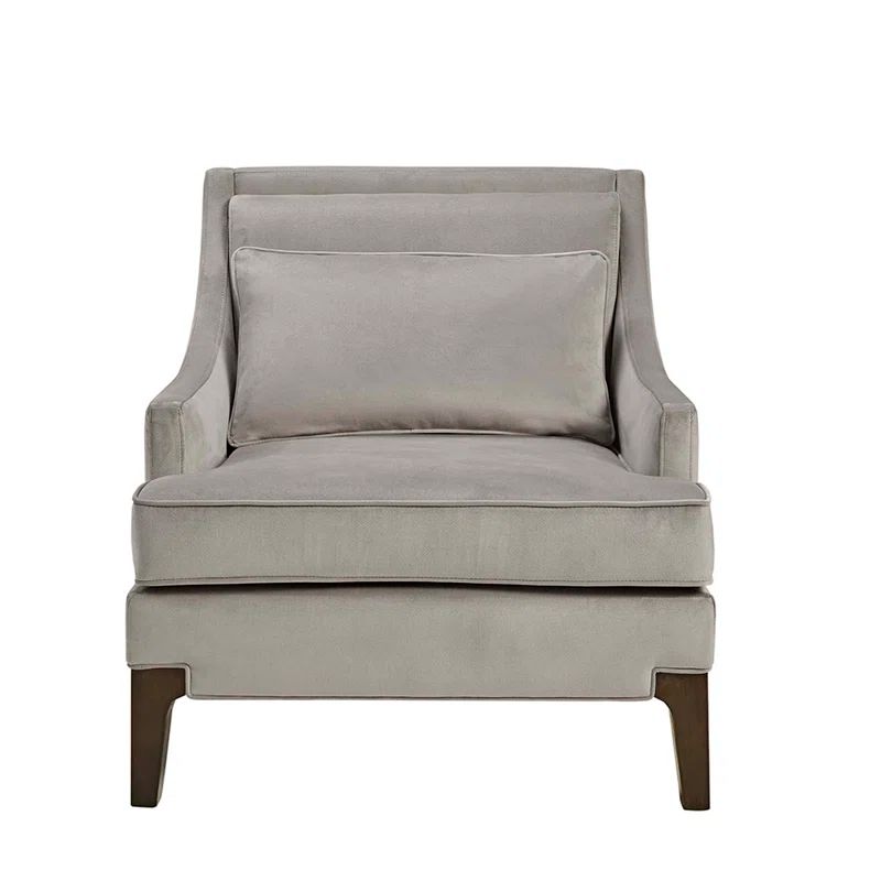 Anna Light Grey Velvet Armchair with Lumbar Pillow