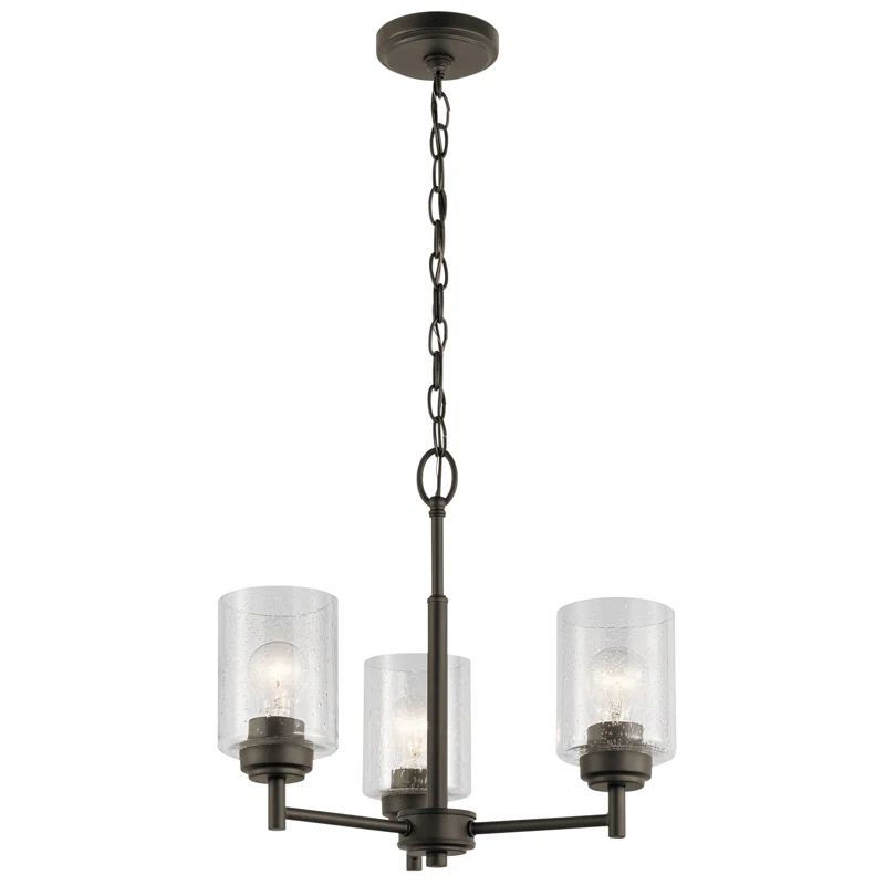 Winslow Bronze 3-Light Mini Chandelier with Clear Glass