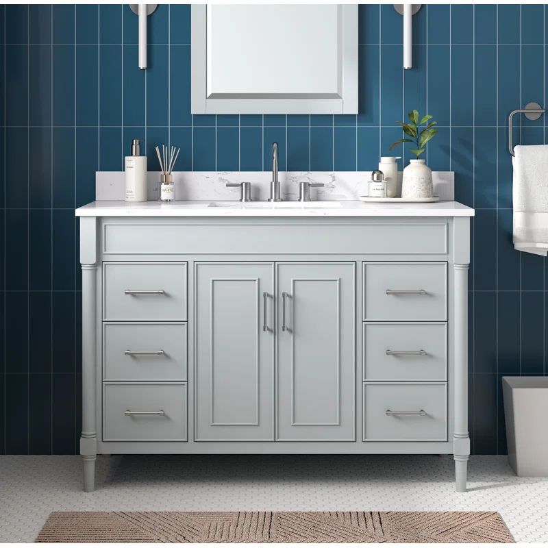 Light Gray 49'' Single Bathroom Vanity with Engineered Stone Top