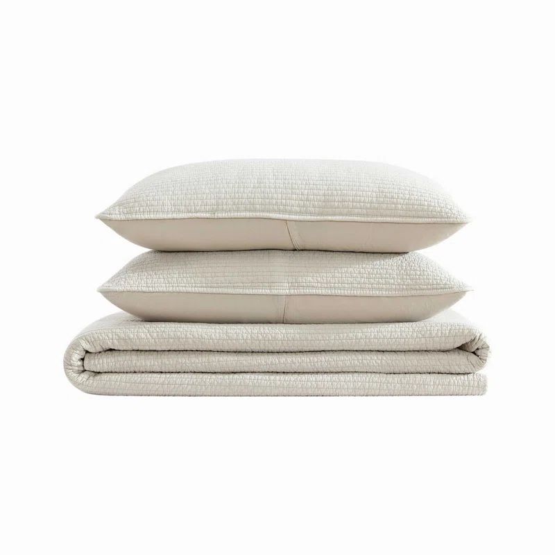 Vicuna Beige Organic Cotton Twin Quilt Set
