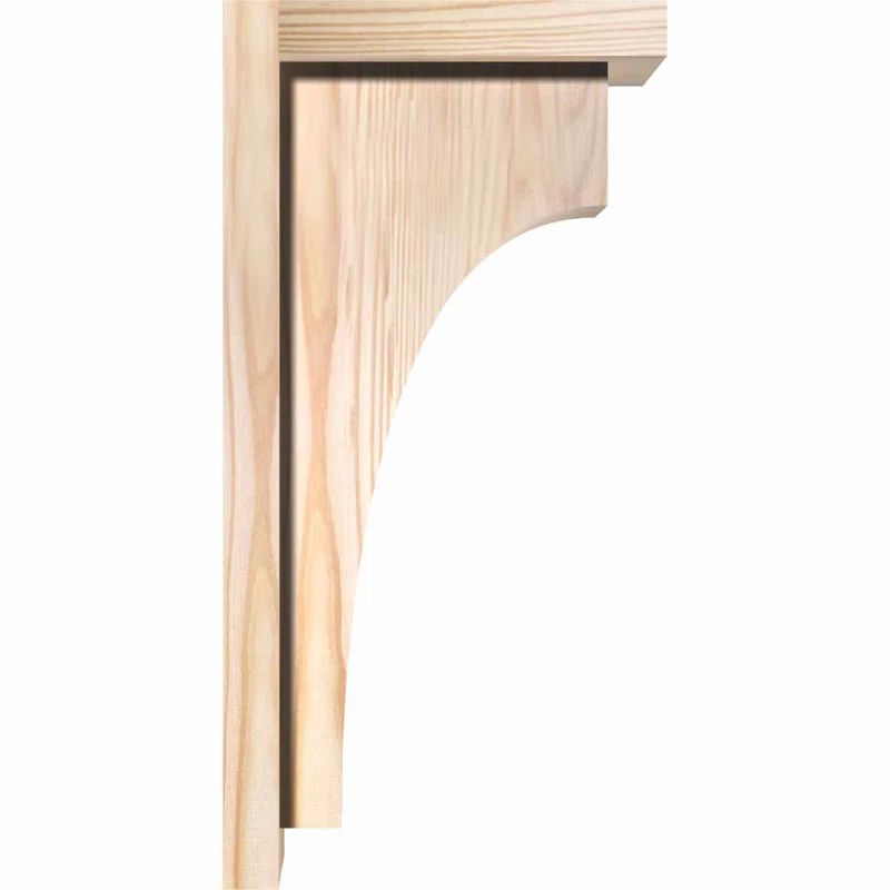 Douglas Fir Smooth Rustic Corbel with Backplate, 16" Height