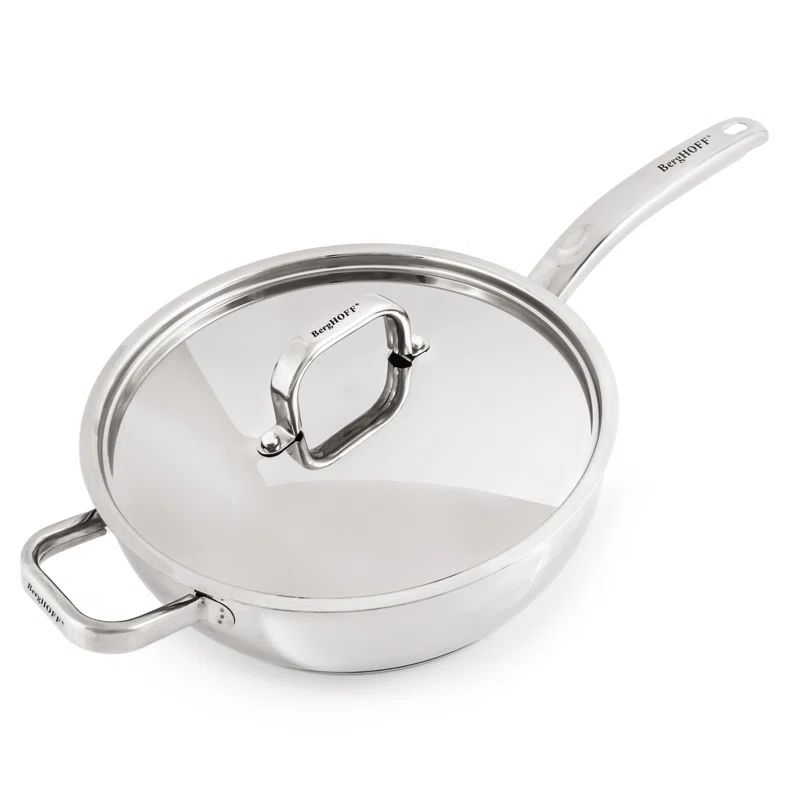 Belly Shape 9.5" Stainless Steel Deep Skillet with Lid