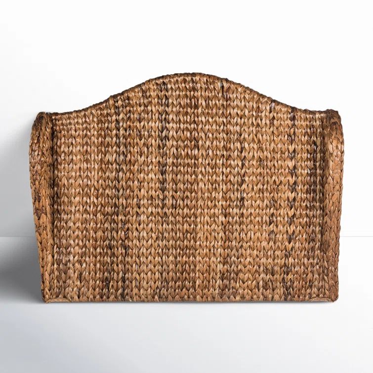 Nadine Transitional Winged Banana Leaf Fiber Twin Headboard in Rich Brown