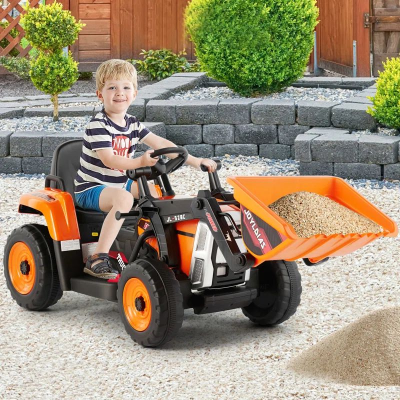 Orange 12V Ride On Excavator with Remote Control