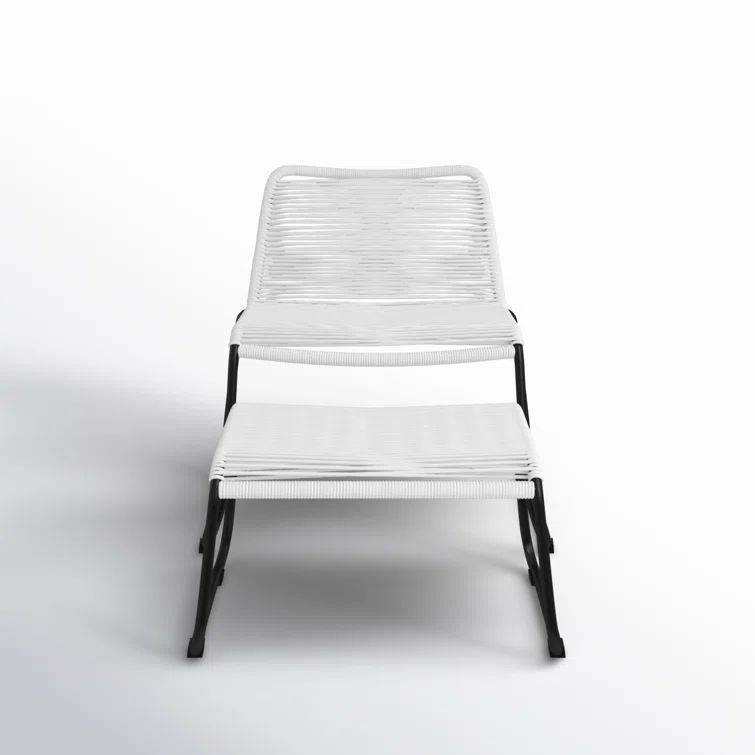 Mid-Century White Cord Barclay Lounge Chair and Ottoman Set